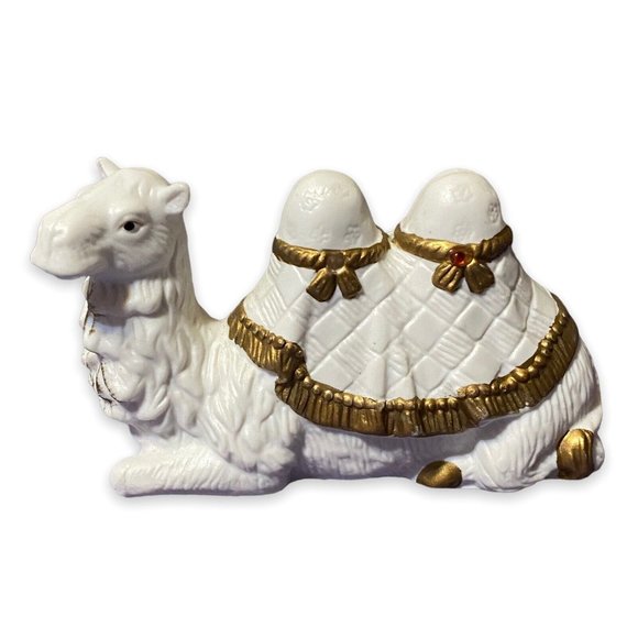 Nativity Scene 10 Piece Set White Gold Accents Figurines Christmas Bisque - Picture 8 of 11